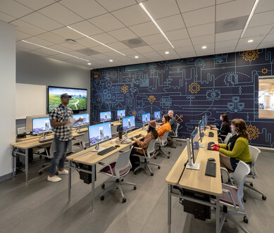 Photo of computer classroom at South San Francisco Civic Center