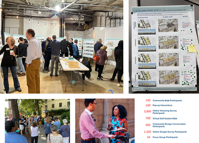 Image collage highlighting public engagement activities during the planning process