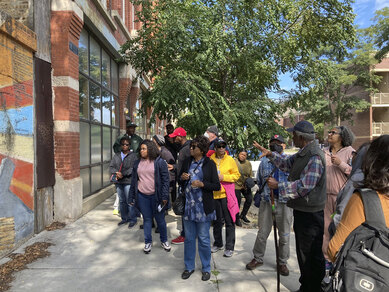Community walking tour for the Bronzeville Trail project in Chicago