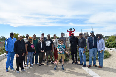 Community group touring Chicago's 606 Trail for the Bronzeville Trail project