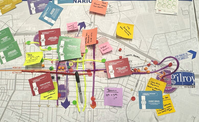 Photo of vision plan developed during a Gilroy community workshop for California High-Speed Rail Station