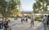 Rendering of new public open space as part of Joe Louis Greenway