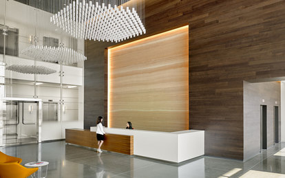 Spear Street Stadium Tech Center Lobby Workplace Office Design Santa Clara SmithGroup