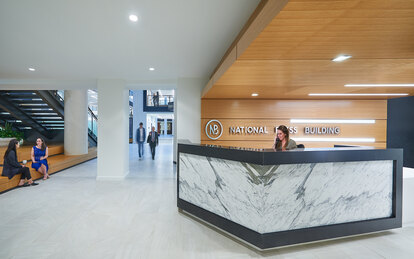 National Press Building, Workplace, Interior Lobby, Commercial Office Buildings, Architecture, Interior, Architecture, Lighting Design, Fire Protection & Life Safety  