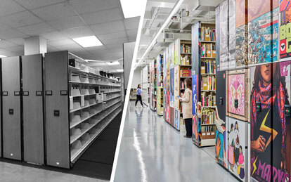 Before and After of special collections storage