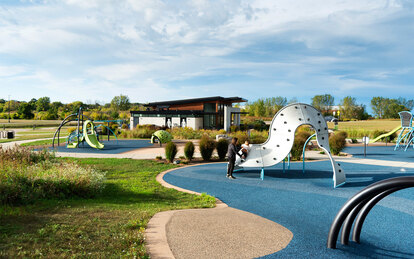 Photo of park playground and community pavilion