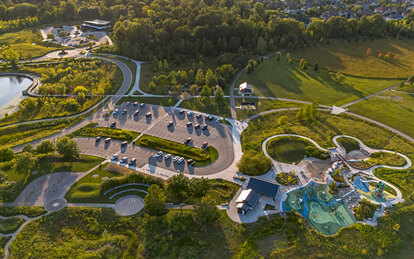 Aerial photo of West Park in Carmel, Indiana